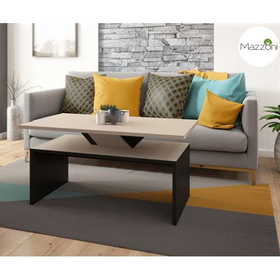 Sofabord Sisi - 110x60 cm - beige - svart matt