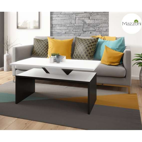 Sofabord Sisi - 110x60 cm - svart matt - hvit matt