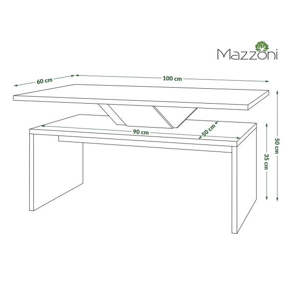 Sofabord Sisi - 110x60 cm - svart matt - hvit matt
