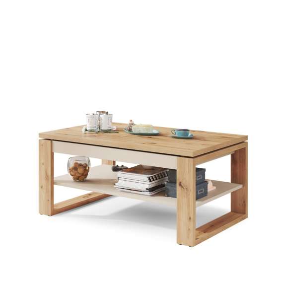 Sofabord NUO - 110x65 cm - eik artisan - beige champange