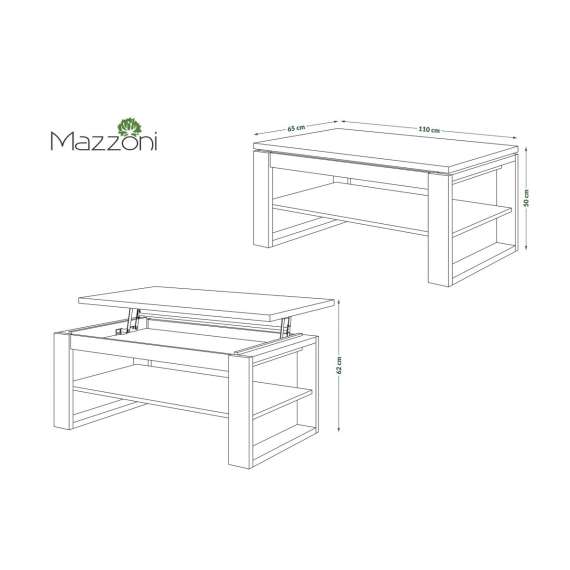 Sofabord NUO - 110x65 cm - eik artisan - beige champange