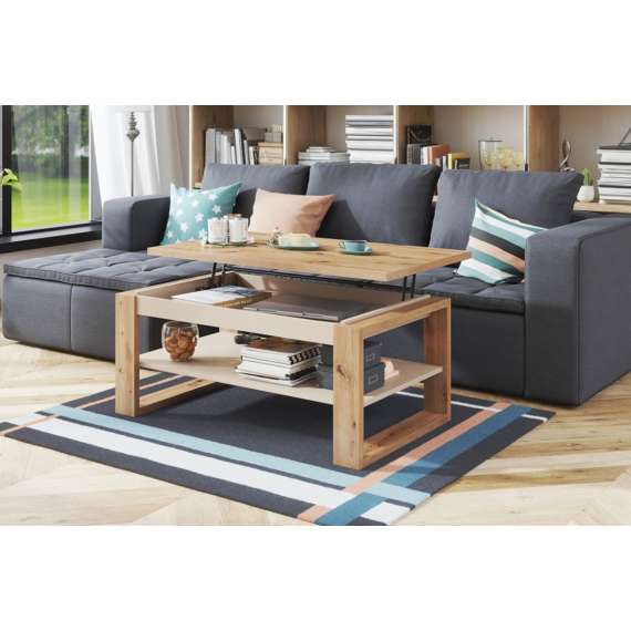 Sofabord NUO - 110x65 cm - eik artisan - beige champange