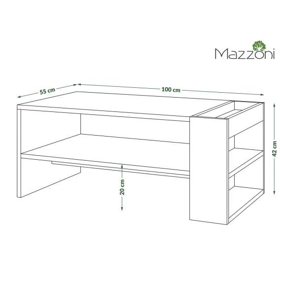 Sofabord Nefri - 100x55 cm - eik artisan - beige champange