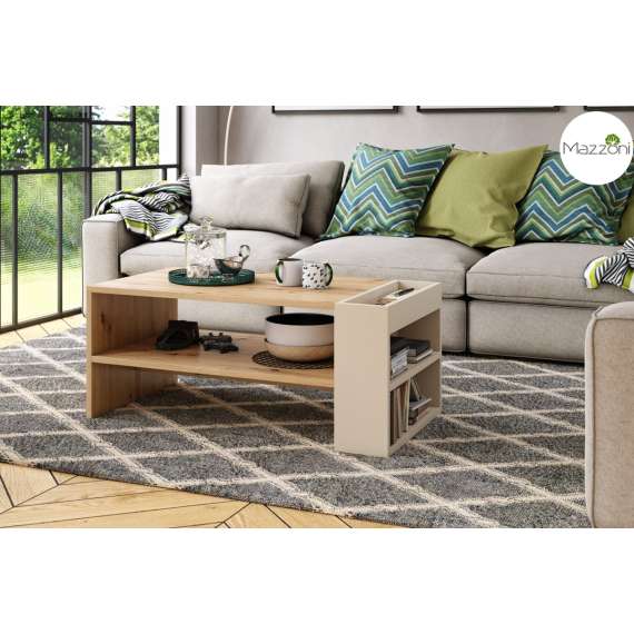 Sofabord Nefri - 100x55 cm - eik artisan - beige champange