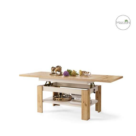 Sofabord Rio 130-170 cm - eik artisan - beige champange