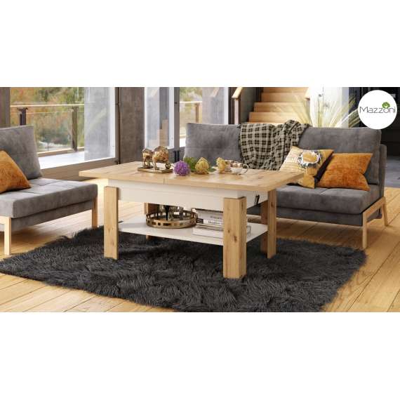 Sofabord Rio 130-170 cm - eik artisan - beige champange