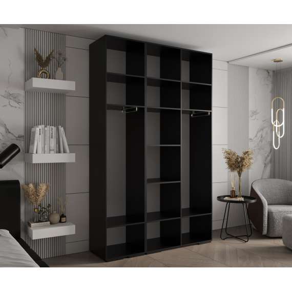 Garderobeskap Inova 1- 150x237 cm - svart matt - 3 dører