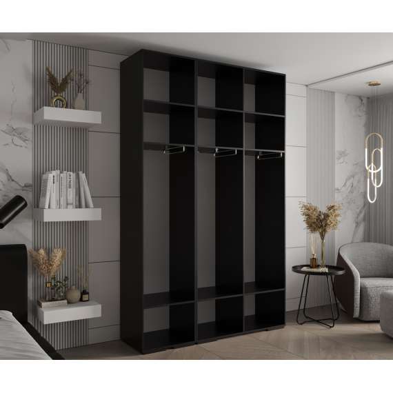 Garderobeskap Inova 1- 150x237 cm - svart matt - 3 dører