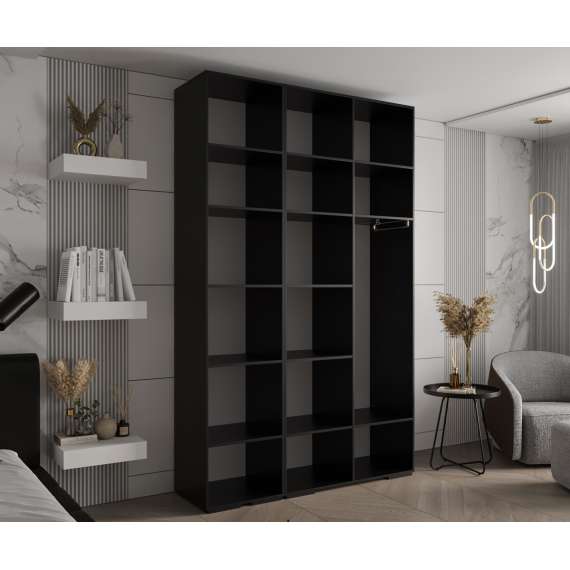 Garderobeskap Inova 1- 150x237 cm - svart matt - 3 dører