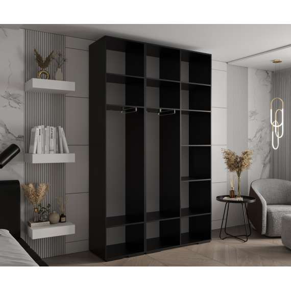 Garderobeskap Inova 1- 150x237 cm - svart matt - 3 dører