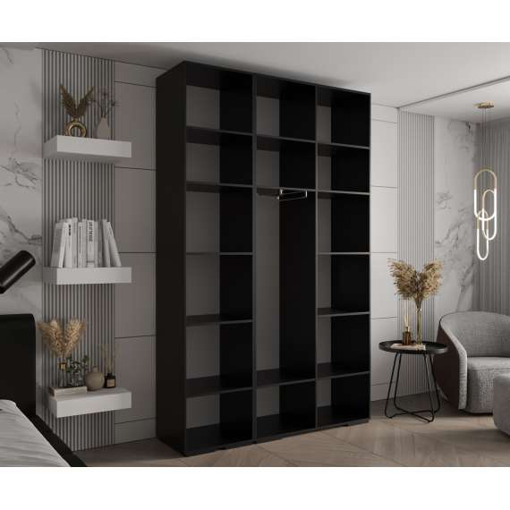 Garderobeskap Inova 1- 150x237 cm - svart matt - 3 dører