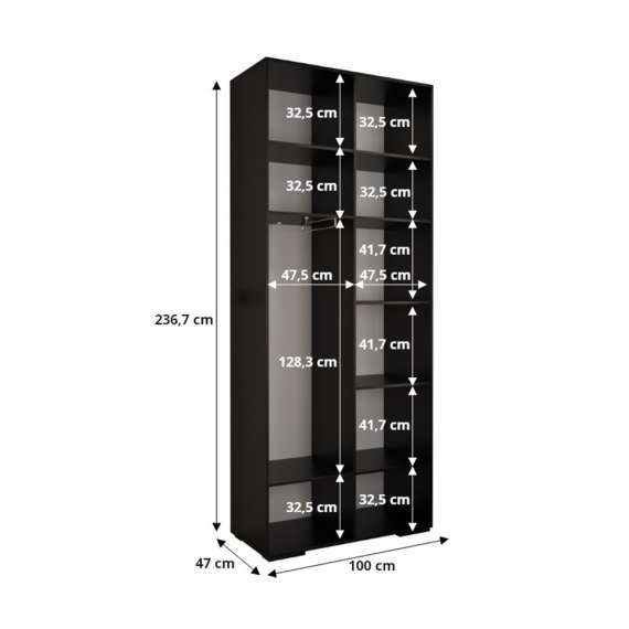 Garderobeskap Inova 1- 200x237 cm - hvit matt - 4 dører