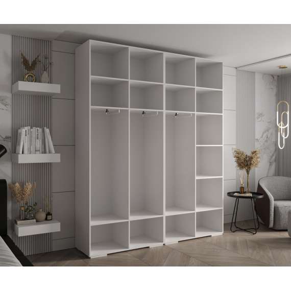 Garderobeskap Inova 1- 200x237 cm - hvit matt - 4 dører