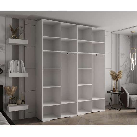 Garderobeskap Inova 1- 200x237 cm - hvit matt - 4 dører