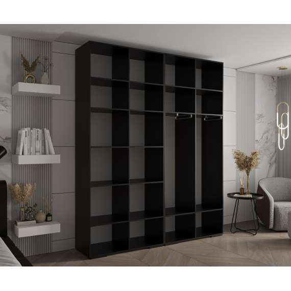 Garderobeskap Inova 1- 200x237 cm - svart matt - 4 dører