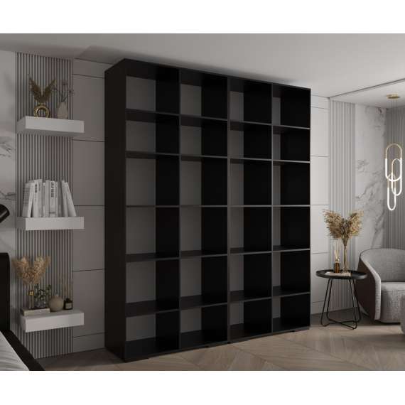 Garderobeskap Inova 1- 200x237 cm - svart matt - 4 dører