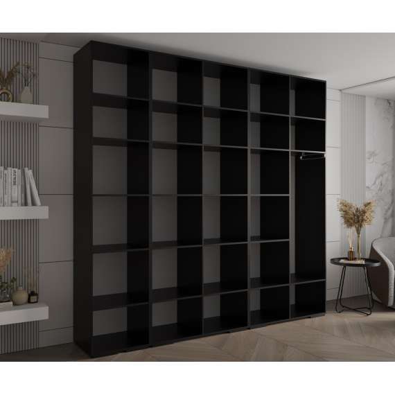 Garderobeskap Inova 1- 250x237 cm - svart matt - 5 dører