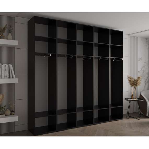 Garderobeskap Inova 1- 250x237 cm - svart matt - 5 dører