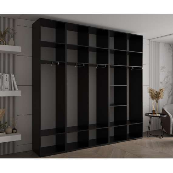 Garderobeskap Inova 1- 250x237 cm - svart matt - 5 dører