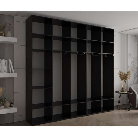 Garderobeskap Inova 1- 250x237 cm - svart matt - 5 dører