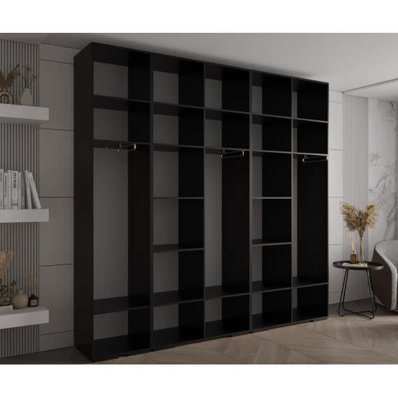 Garderobeskap Inova 1- 250x237 cm - svart matt - 5 dører