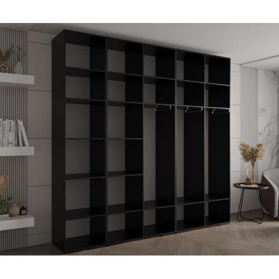 Garderobeskap Inova 1- 250x237 cm - svart matt - 5 dører