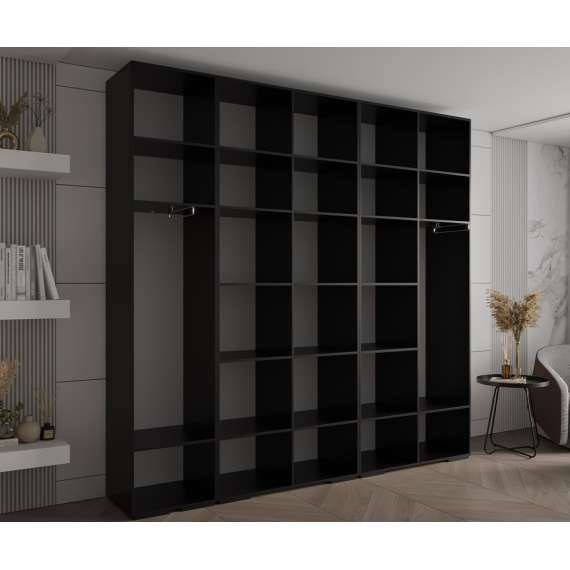 Garderobeskap Inova 1- 250x237 cm - svart matt - 5 dører