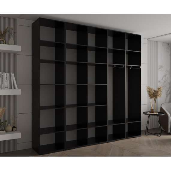 Garderobeskap Inova 1- 250x237 cm - svart matt - 5 dører