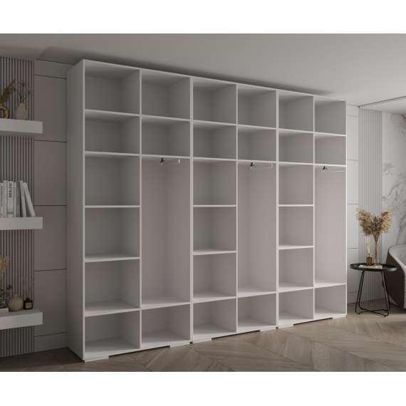 Garderobeskap Inova 1- 300x237 cm - hvit matt - 6 dører