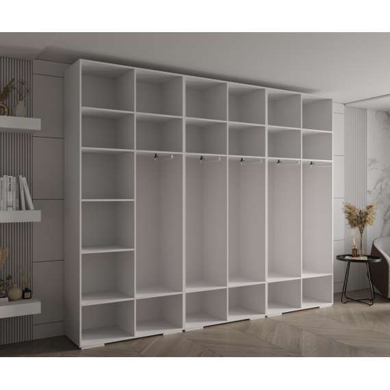 Garderobeskap Inova 1- 300x237 cm - hvit matt - 6 dører