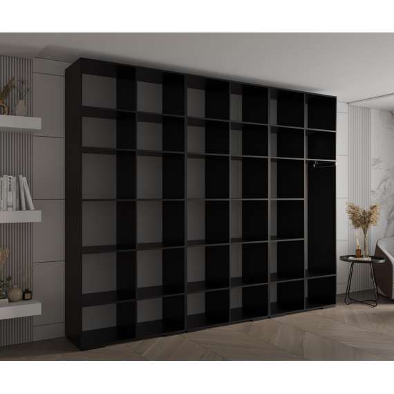 Garderobeskap Inova 1- 300x237 cm - svart matt - 6 dører