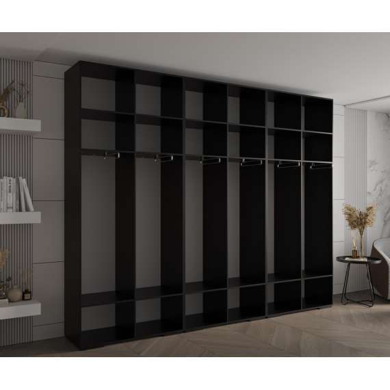 Garderobeskap Inova 1- 300x237 cm - svart matt - 6 dører