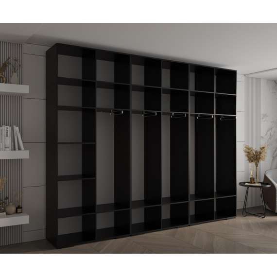 Garderobeskap Inova 1- 300x237 cm - svart matt - 6 dører