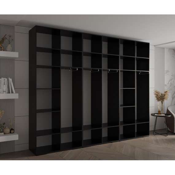 Garderobeskap Inova 1- 300x237 cm - svart matt - 6 dører