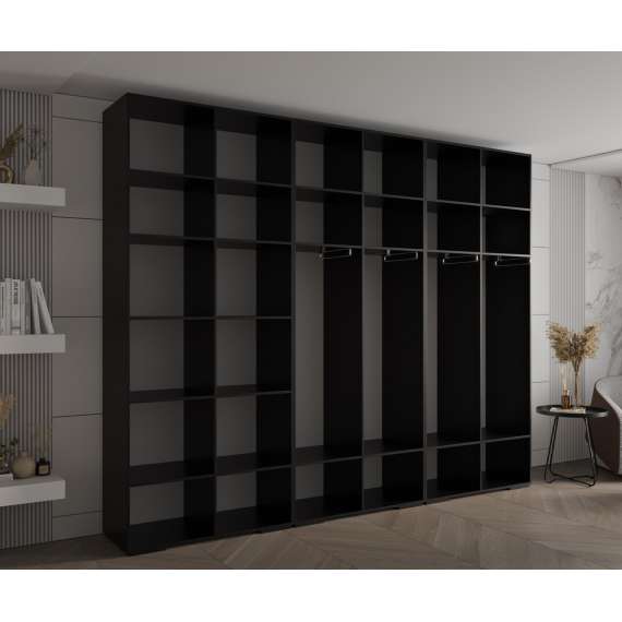 Garderobeskap Inova 1- 300x237 cm - svart matt - 6 dører