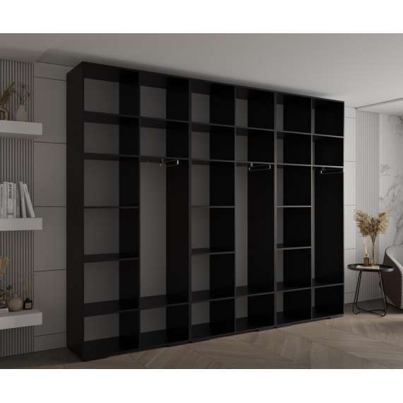 Garderobeskap Inova 1- 300x237 cm - svart matt - 6 dører