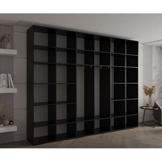 Garderobeskap Inova 1- 300x237 cm - svart matt - 6 dører