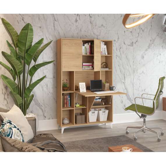 Skap med skrivebord Megan 2 - 105x175 cm - eik cremona