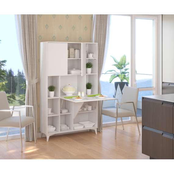 Skap med skrivebord Megan 2 - 105x175 cm - hvit matt