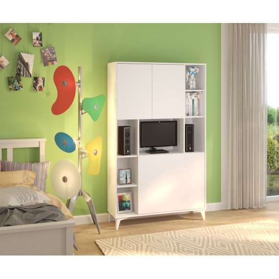 Skap med skrivebord Megan 2 - 105x175 cm - hvit matt