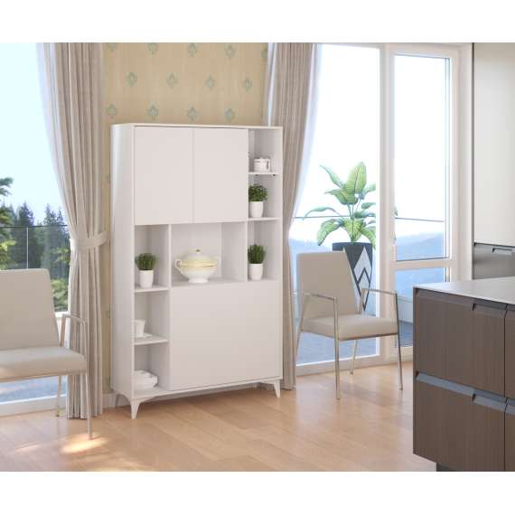 Skap med skrivebord Megan 2 - 105x175 cm - hvit matt