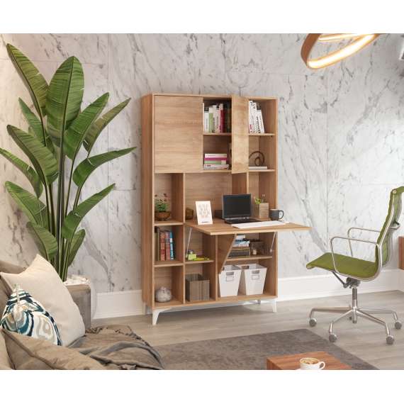 Skap med skrivebord Megan 2 - 105x175 cm - eik sonoma