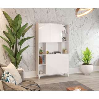 Skap med skrivebord Megan 2 - 105x175 cm - hvit matt - hvit høyglans