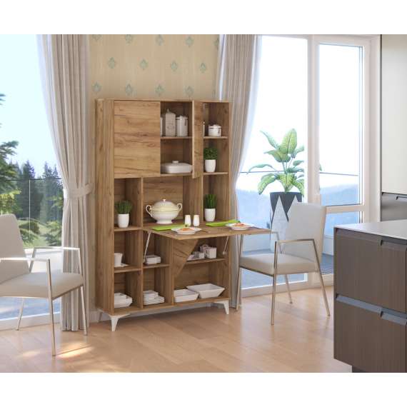 Skap med skrivebord Megan 2 - 105x175 cm - eik craft gold