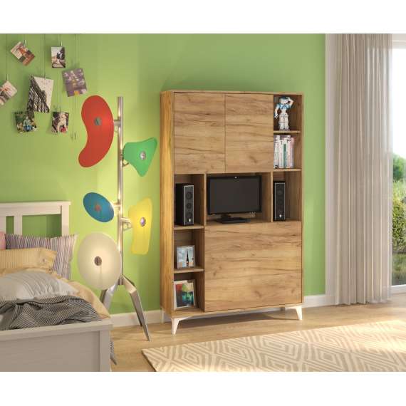 Skap med skrivebord Megan 2 - 105x175 cm - eik craft gold