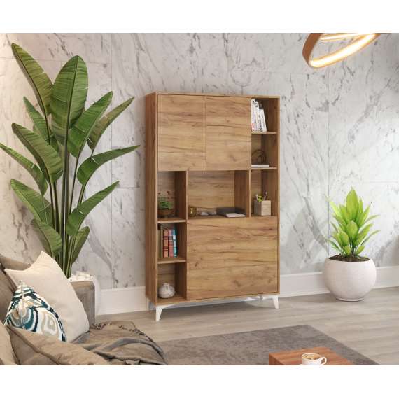 Skap med skrivebord Megan 2 - 105x175 cm - eik craft gold