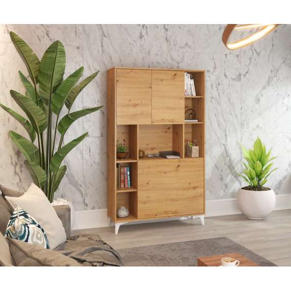 Skap med skrivebord Megan 2 - 105x175 cm - eik artisan