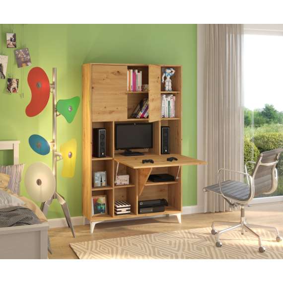 Skap med skrivebord Megan 2 - 105x175 cm - eik artisan