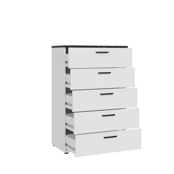 Kommode Saltwater 80x118 cm - hvit matt - marmor - hvit høyglans