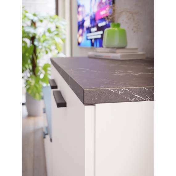 Kommode Saltwater 80x118 cm - hvit matt - marmor - hvit høyglans